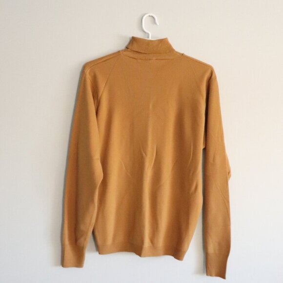 Vntg Ban Lon Sz L Men's Brown Tight Knit Turtleneck Stretch Long Sleeve Sweater - Picture 2 of 11